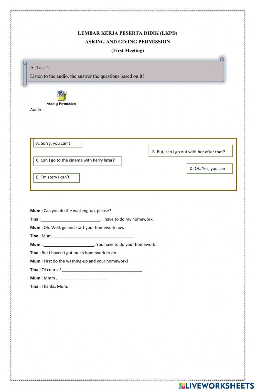 LKPD 2-1 Asking and Giving Permission
