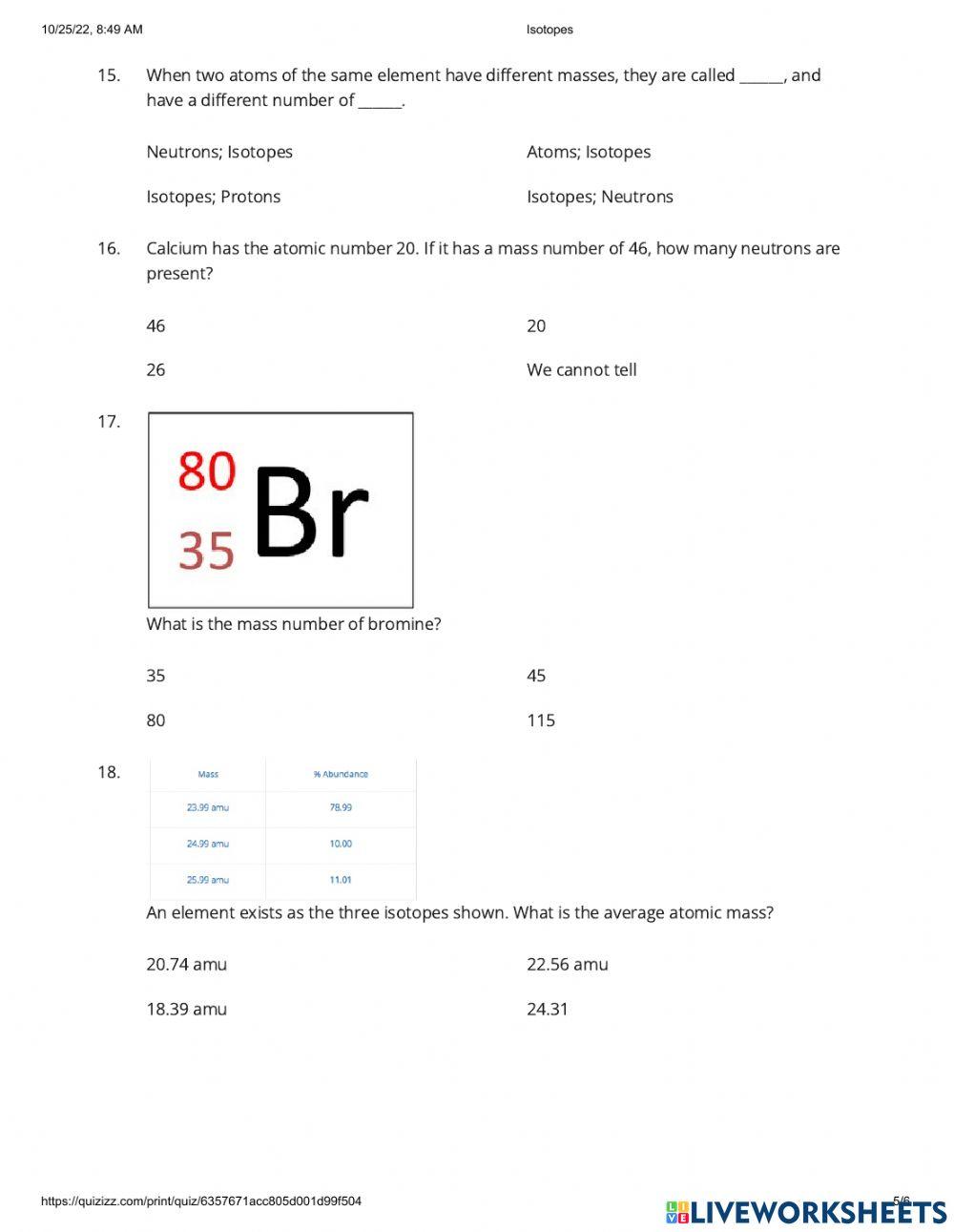2188946 | Isotopes | kh | LiveWorksheets