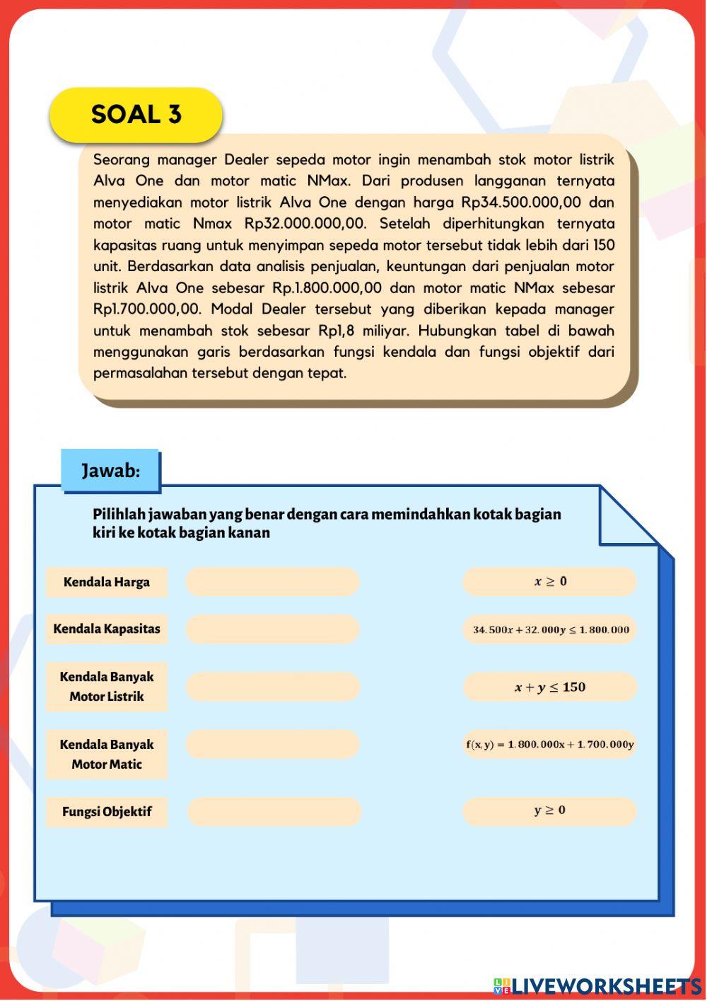 Soal Post-test Model Matematika Prolin1