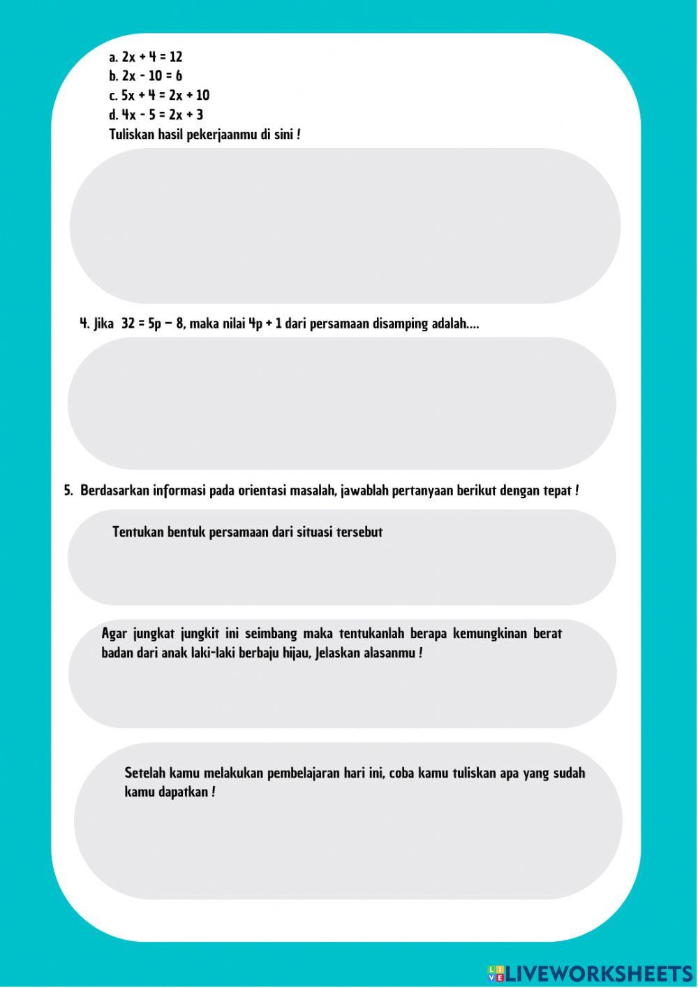 Persamaan Linier Satu Variabel