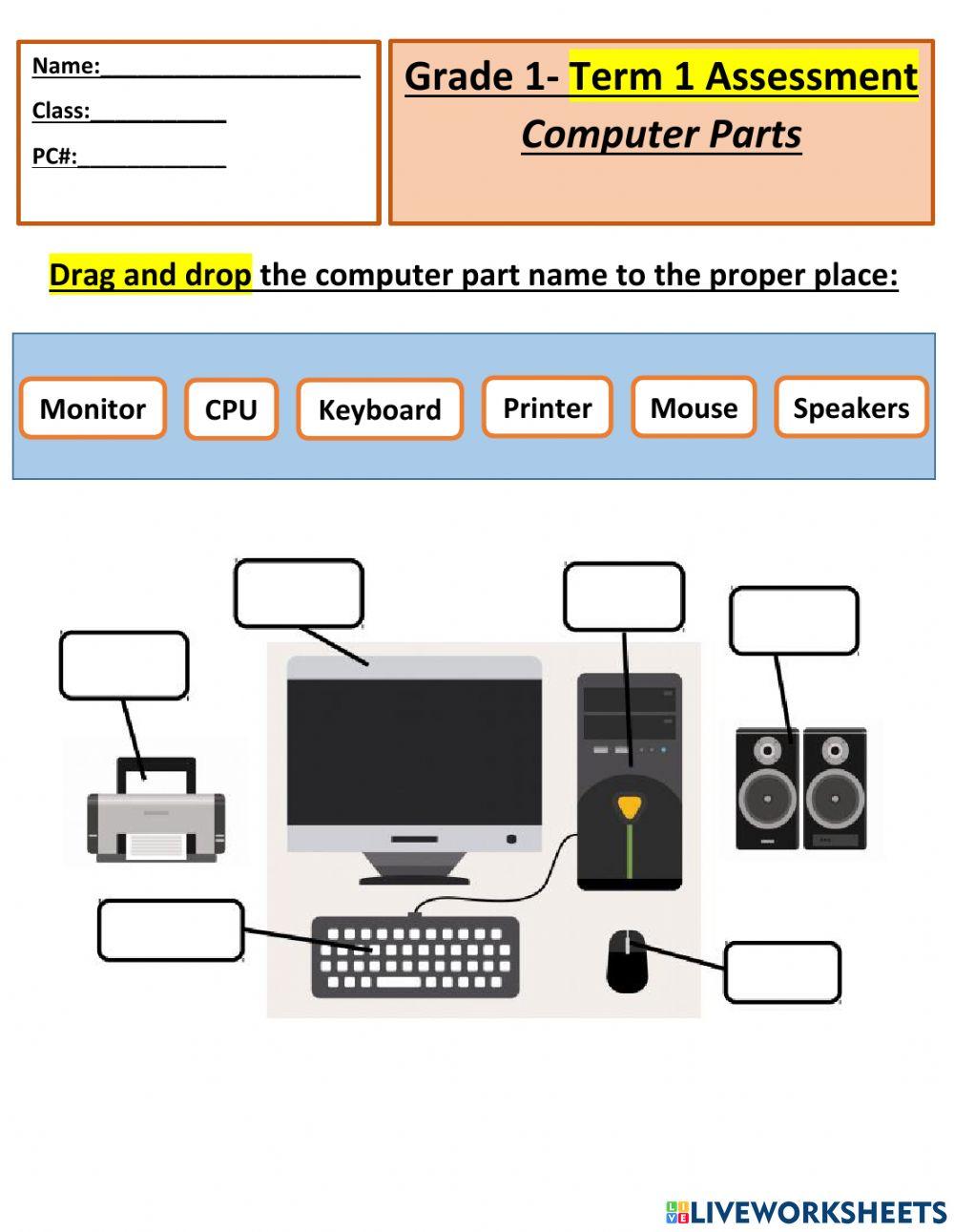 Grade 1- Computer Parts -Term1 Assessment online exercise for | Live ...
