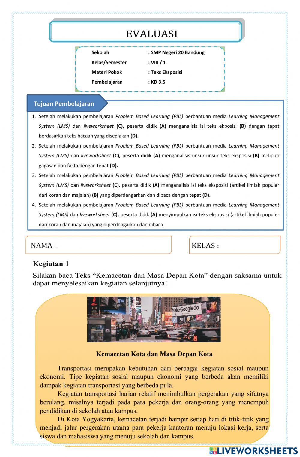Evaluasi Teks Eksposisi