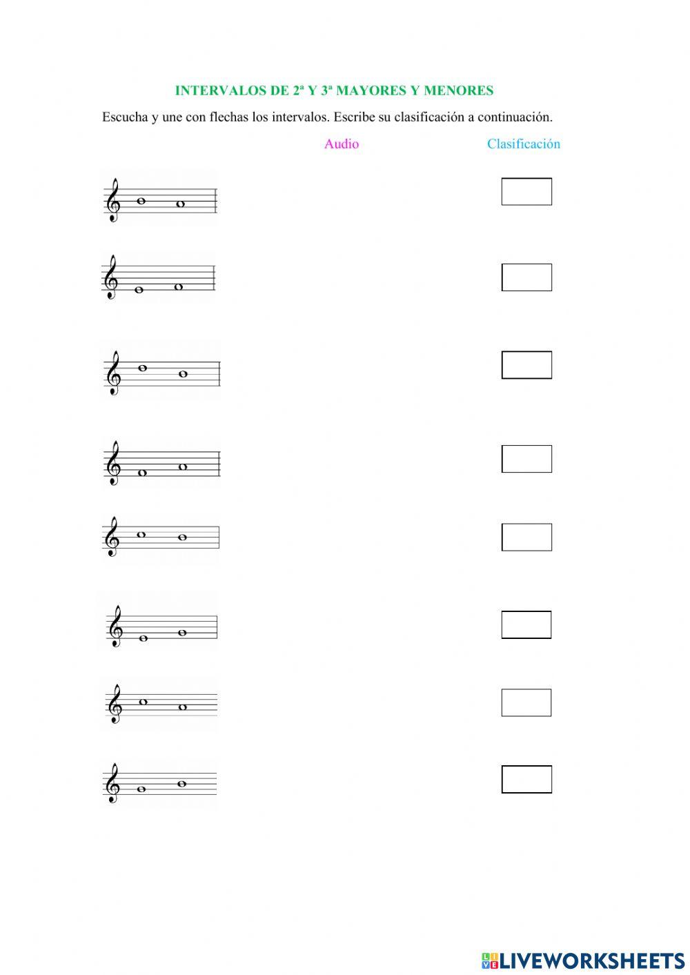 RECONOCIMIENTO Y CLASIFICACIÓN DE INTERVALOS (2º Y 3ª M y m)