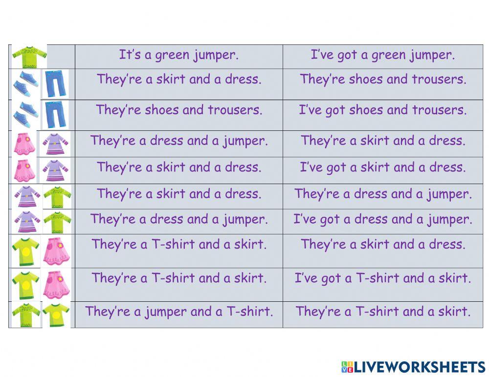 Clothes I've got with colors