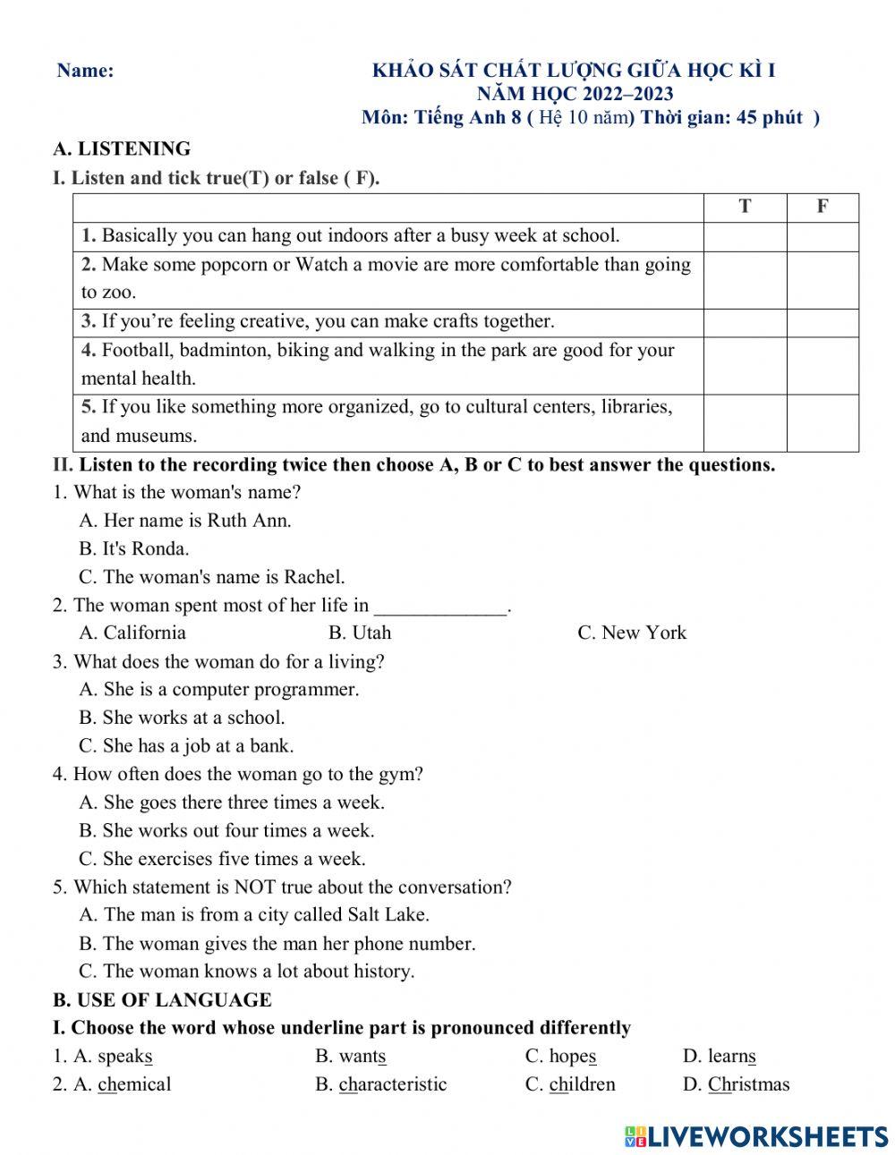 Test giữa kỳ lớp 8 kỳ 1 (01)