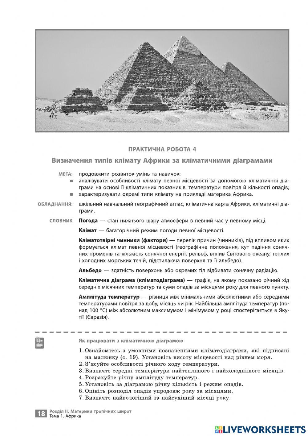 Практична робота №4. Визначення типів клімату Африки за кліматичними діаграмами
