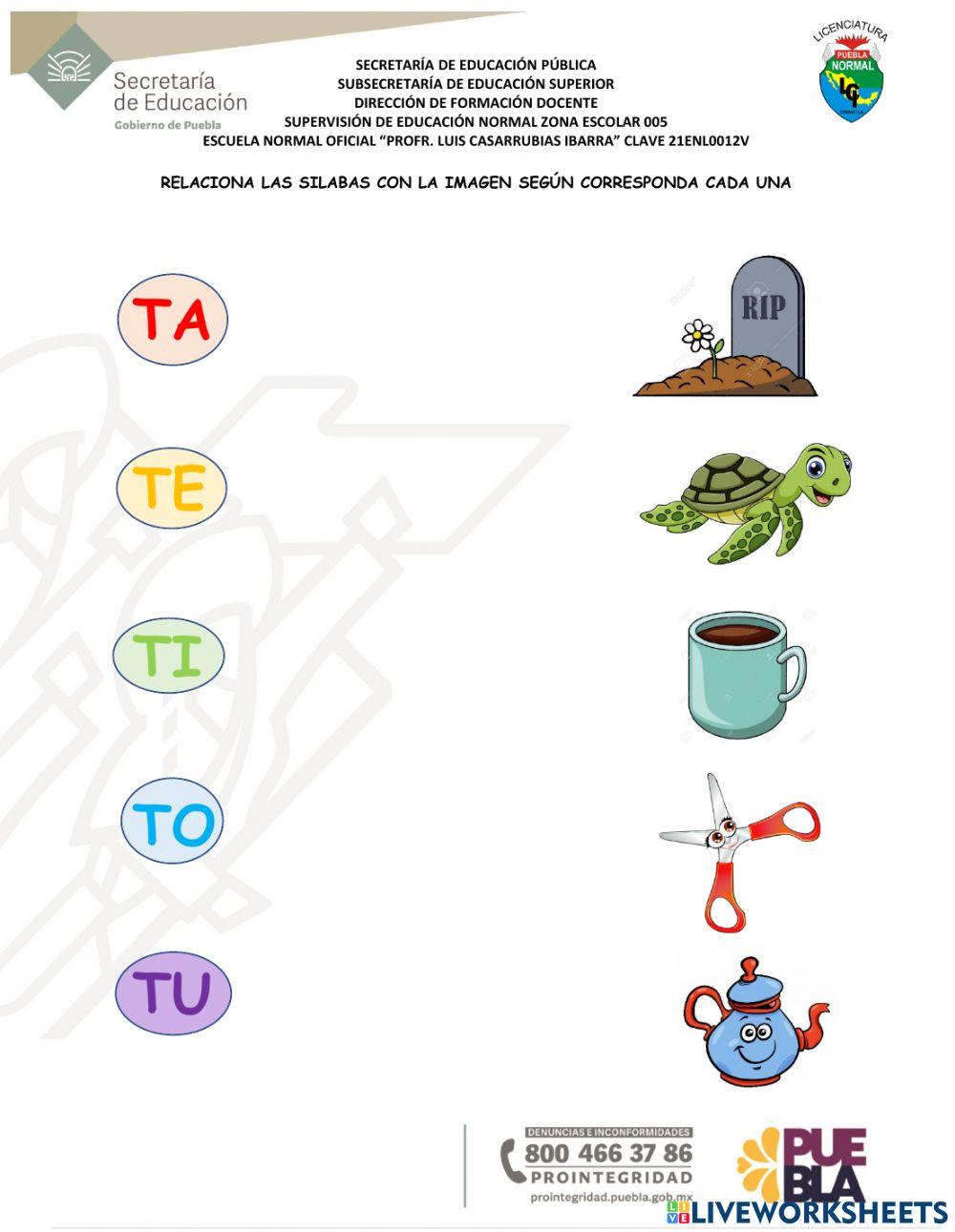 Silaba t online exercise | Live Worksheets
