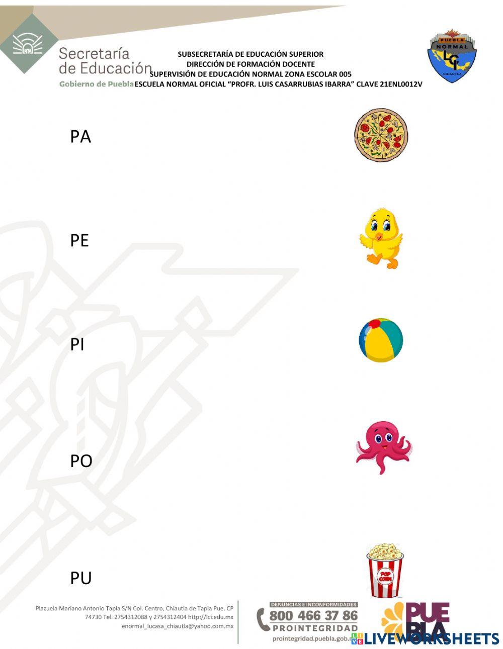 Silabas con la letra P