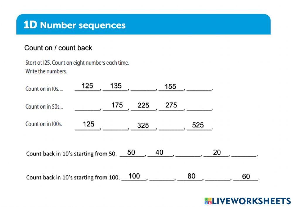 Number sequence interactive activity for class live worksheets