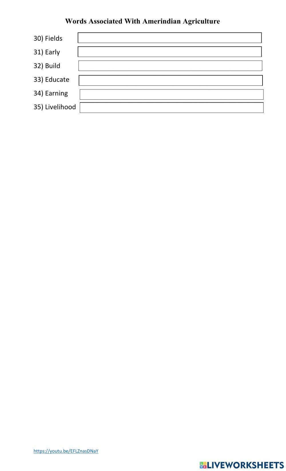 Amerindian Agriculture Word Bank