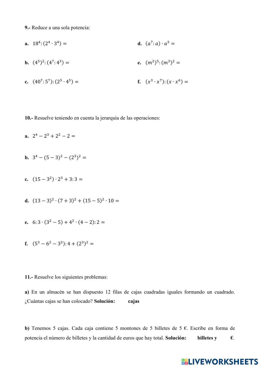Naturales. Potencias