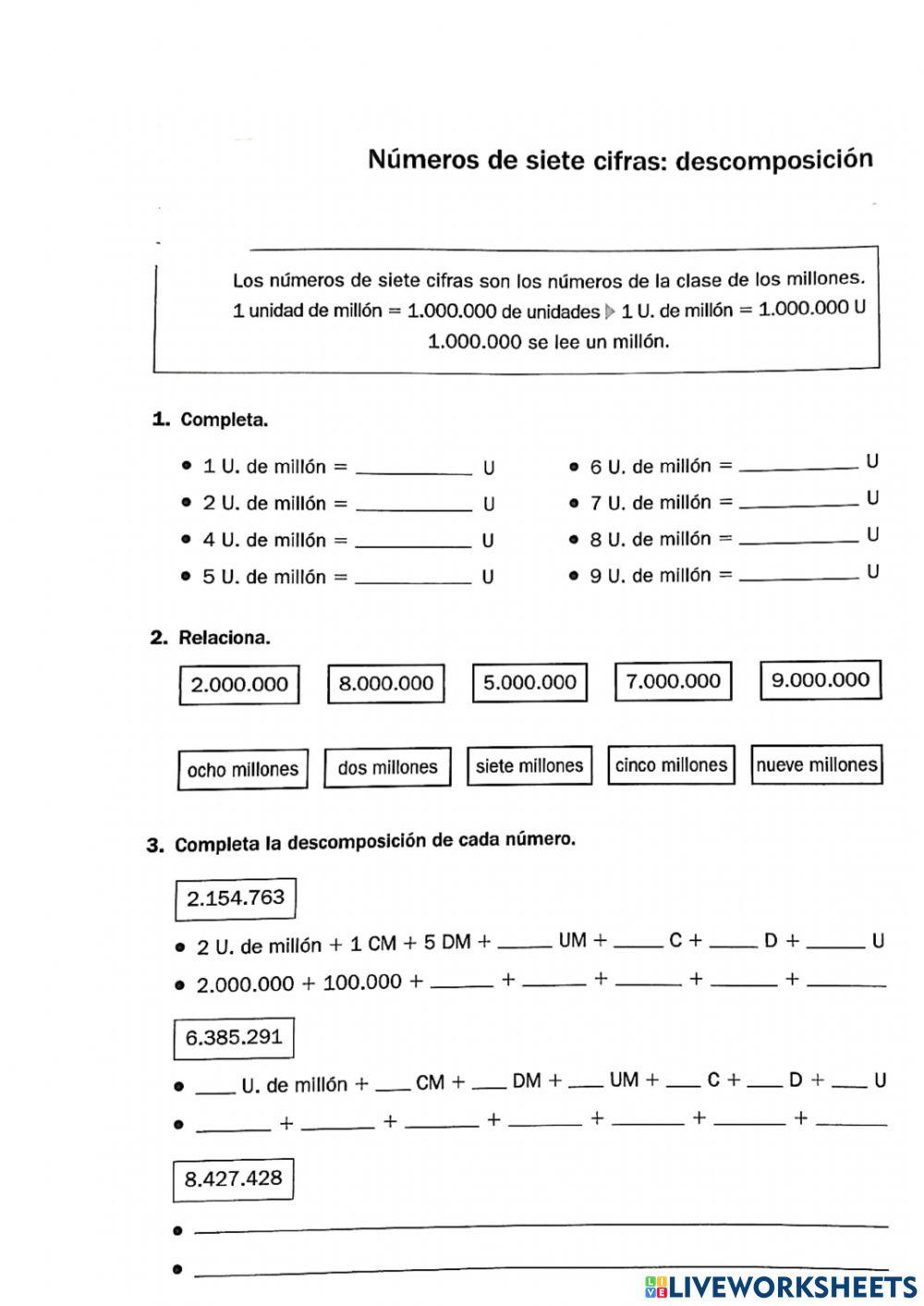 Números de 7 cifras