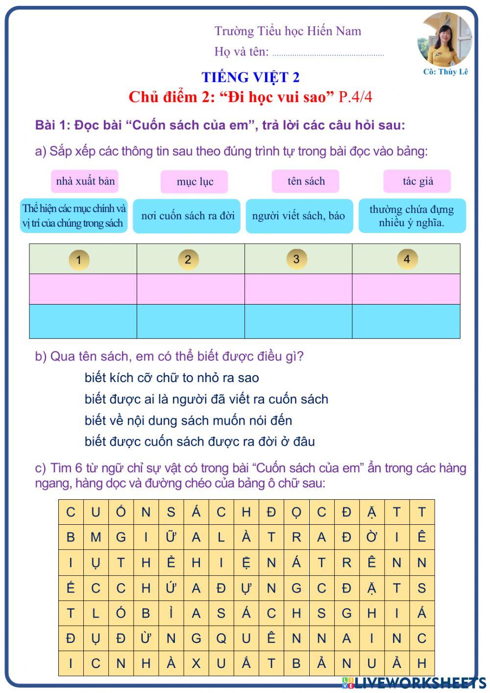 Tiếng Việt 2 (Tuần 8)