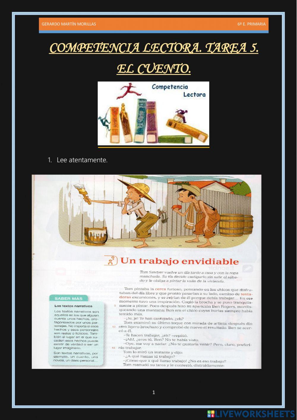 Competencia lectora. Tarea 5. 6º. Competencia lectora. Tarea 5. 6º.