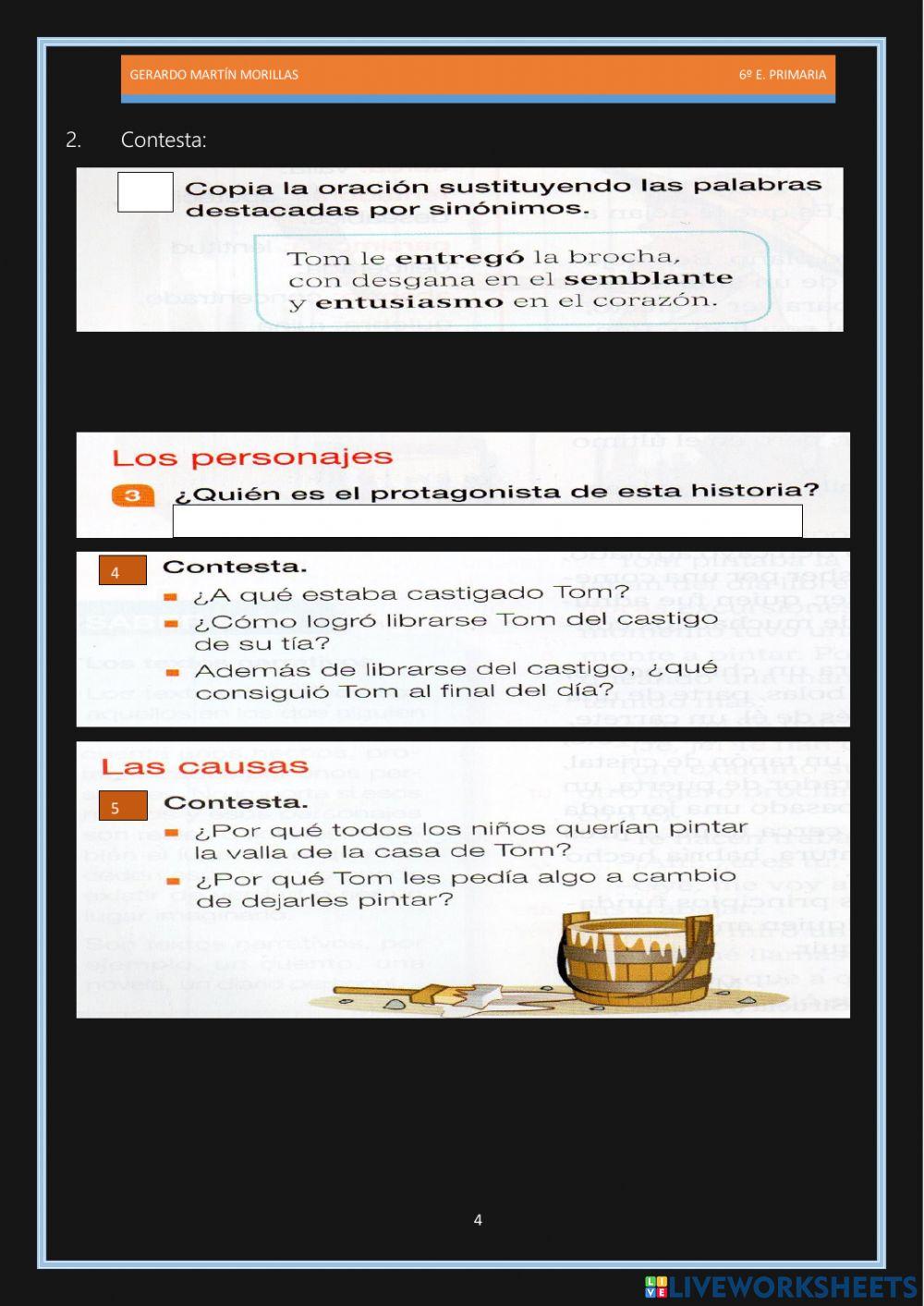 Competencia lectora. Tarea 5. 6º. Competencia lectora. Tarea 5. 6º.