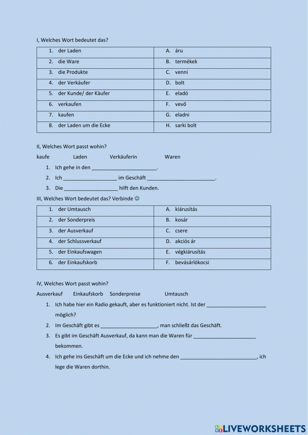 Einkaufen - Einführung - Deutsch- Ungarisch