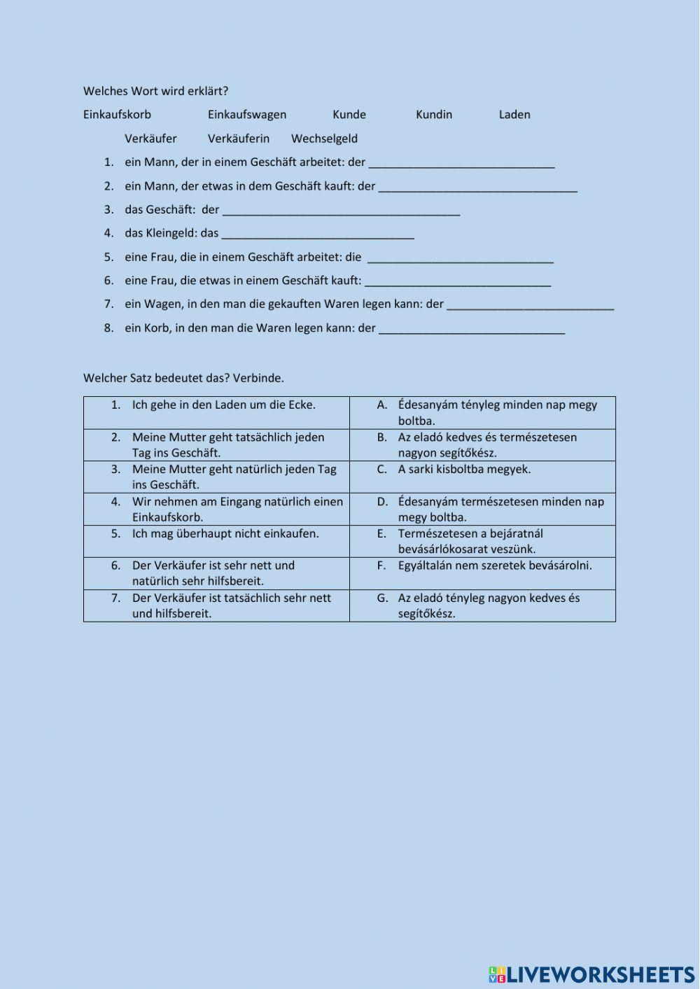 Einkaufen - Einführung - Deutsch- Ungarisch