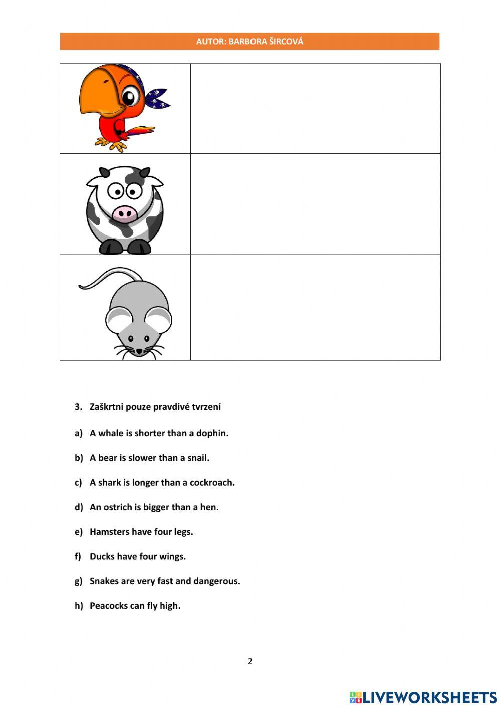 Pracovní list - Animals