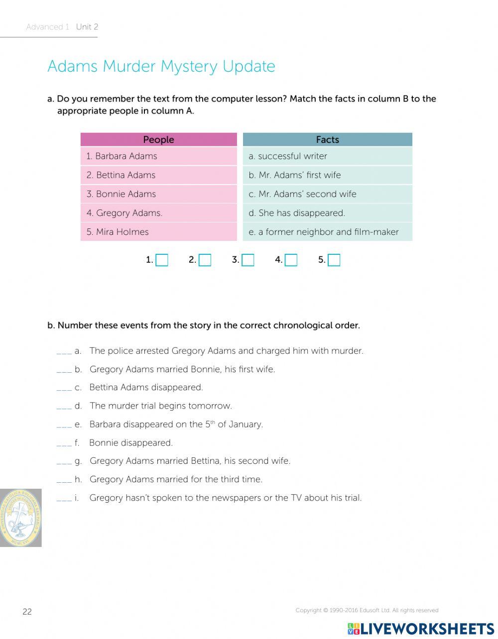 WORKBOOK UNIT 2 PG. 19 TO 22