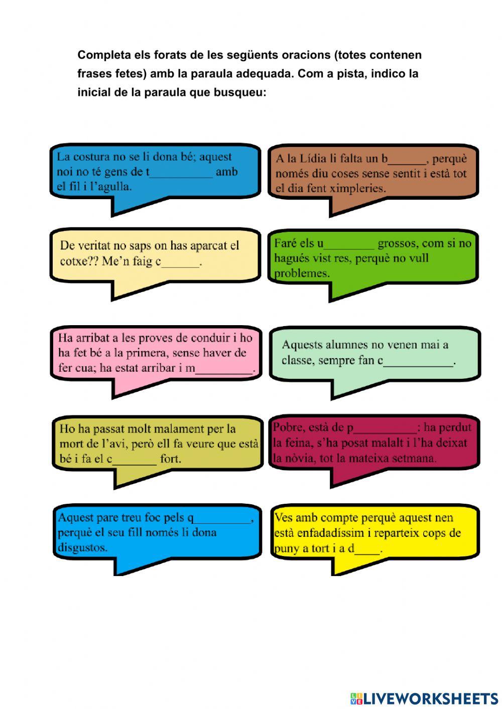 Frases fetes en català