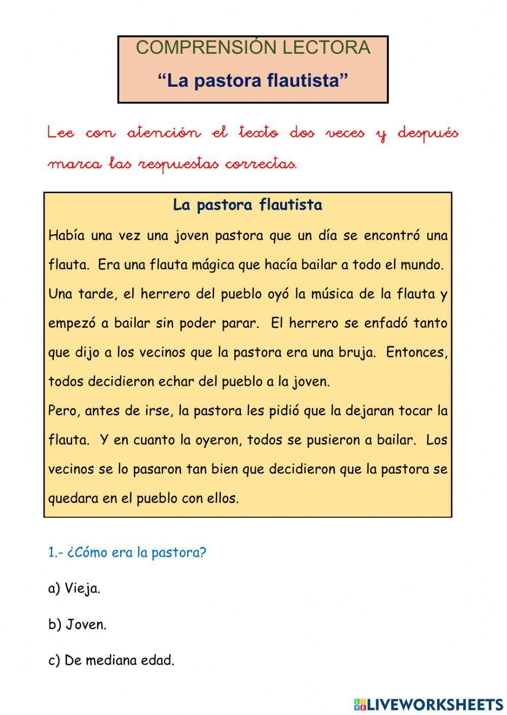 Lectura: la pastora flautista