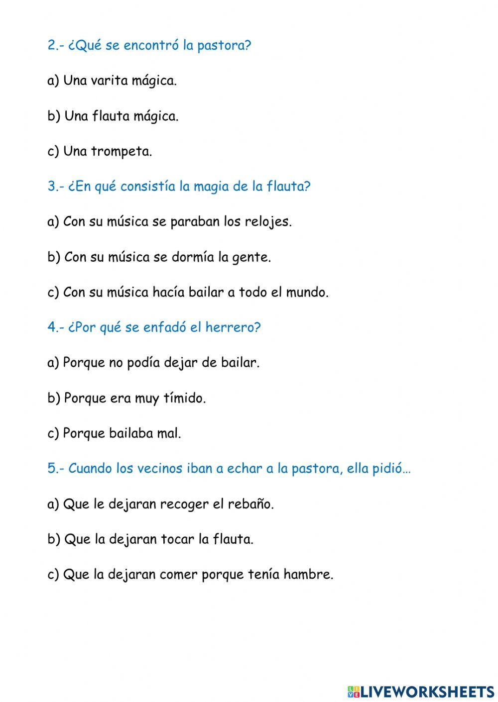 Lectura: la pastora flautista