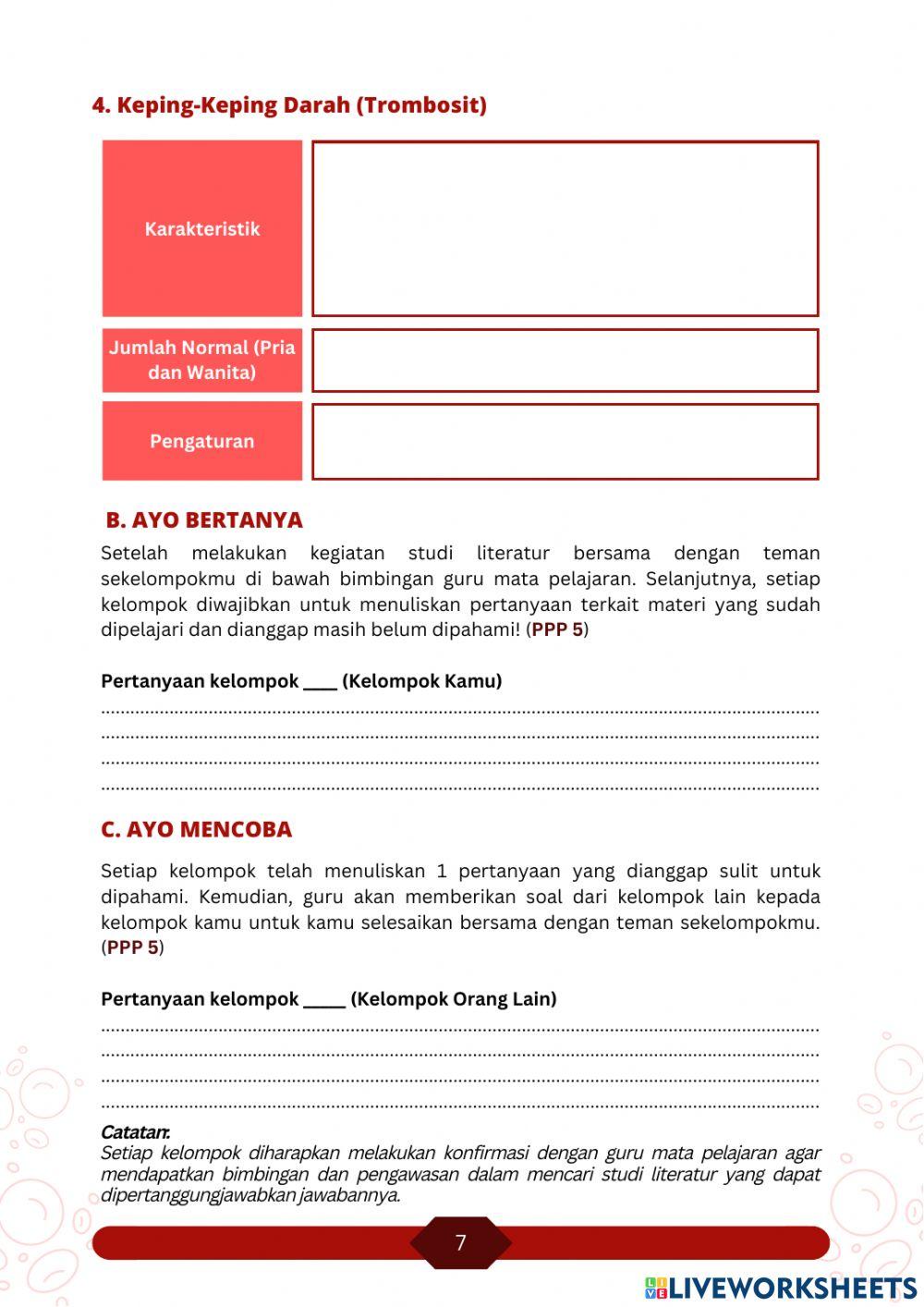 E-LKPD Sistem Peredaran Darah Manusia Kelas XI