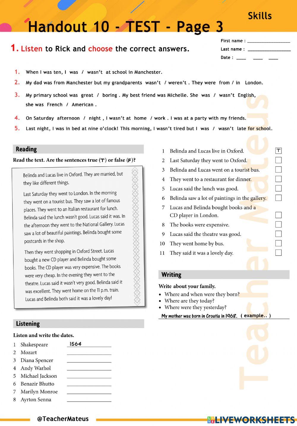 Handout 10 - TEST - Page 4 - Listening