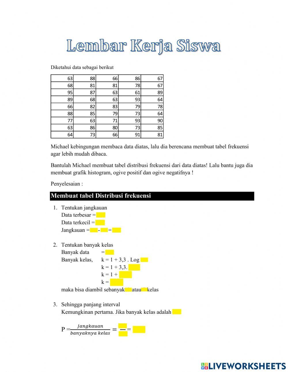 Tabel Distribusi Frekuensi & Histogram