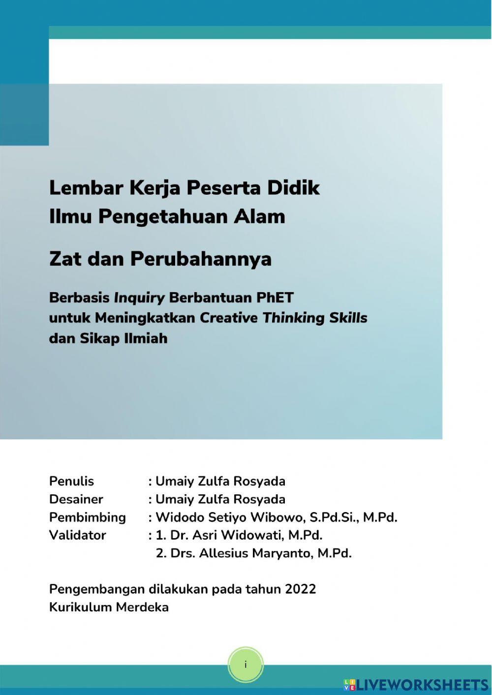 Identitas LKPD Zat dan Perubahannya