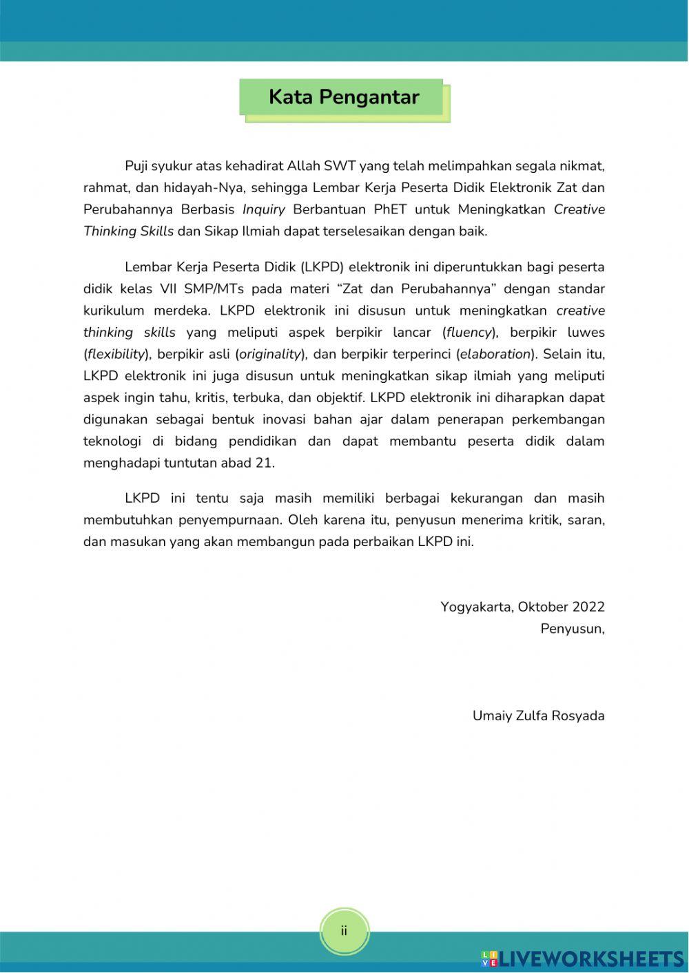 Identitas LKPD Zat dan Perubahannya