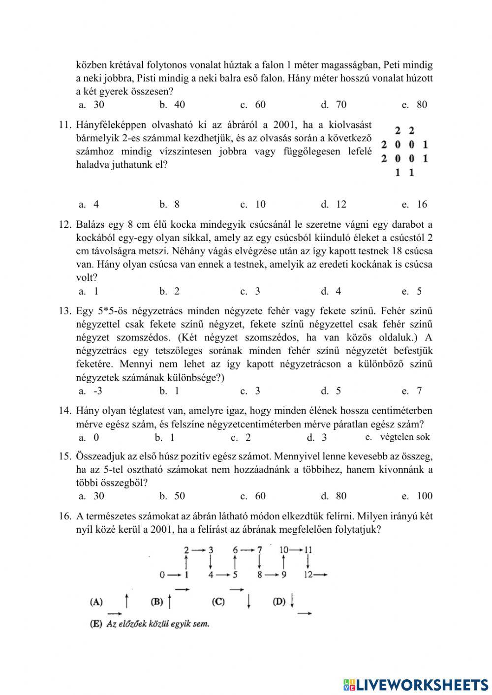 Zrínyi matematikaverseny 5. 2001.1