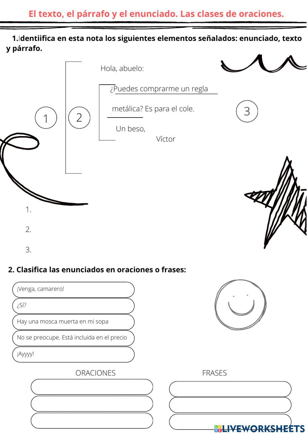 El texto, el párrafo y los enunciados.