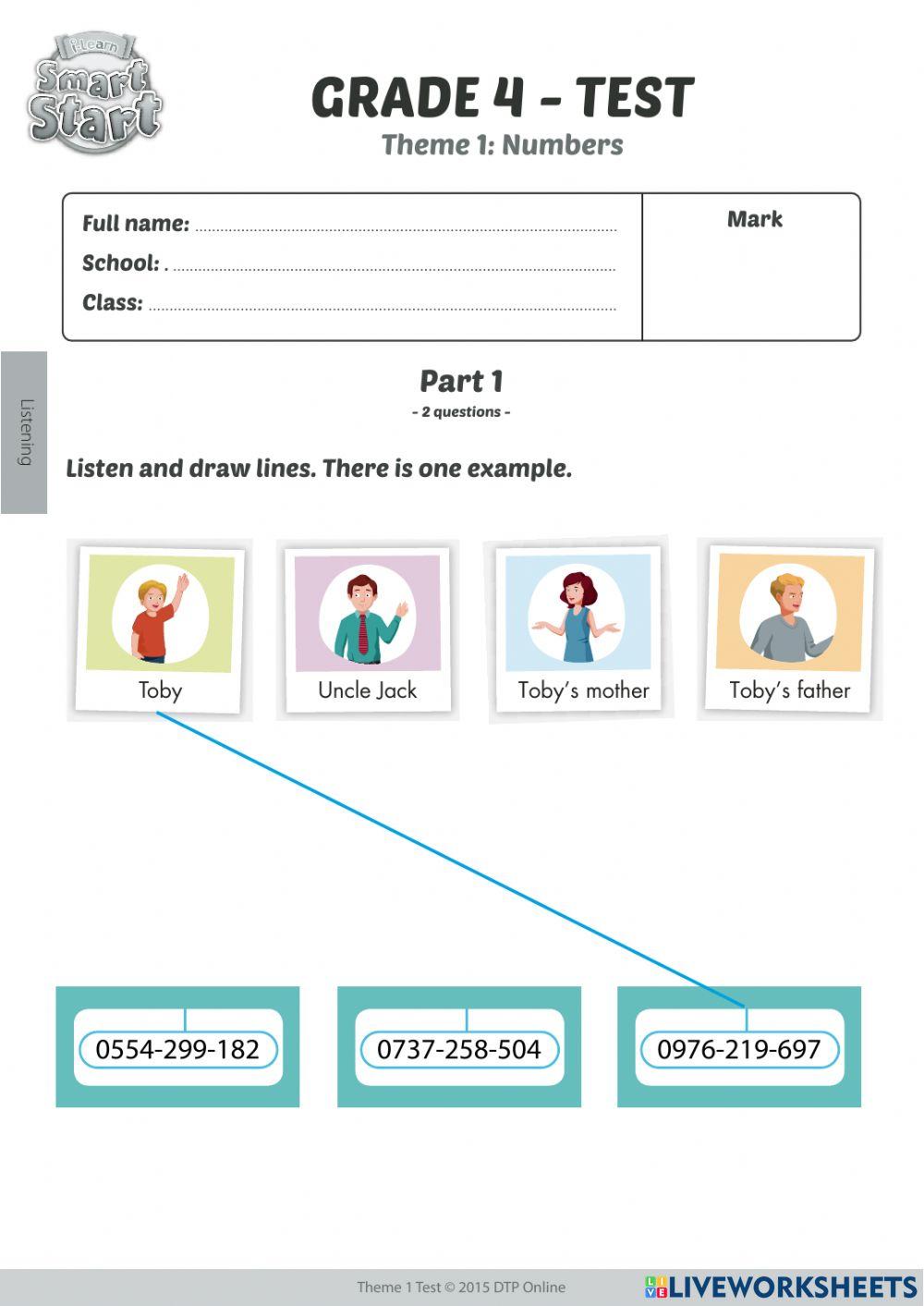 Smart start 4 - test theme 1 - listening
