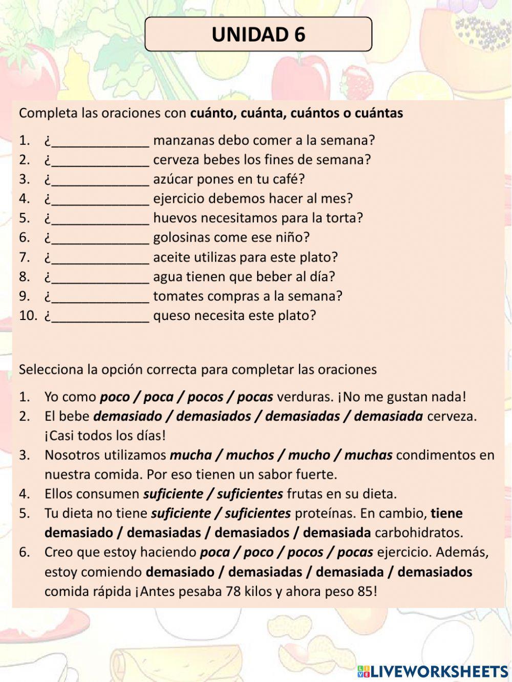 Cuántificadores -Sustantivos Contables y no contables