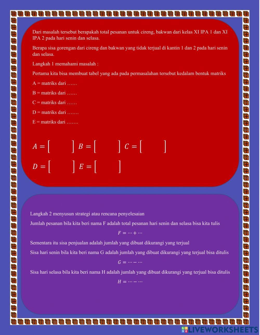 Penjumlahan dan Pengurangan Matriks