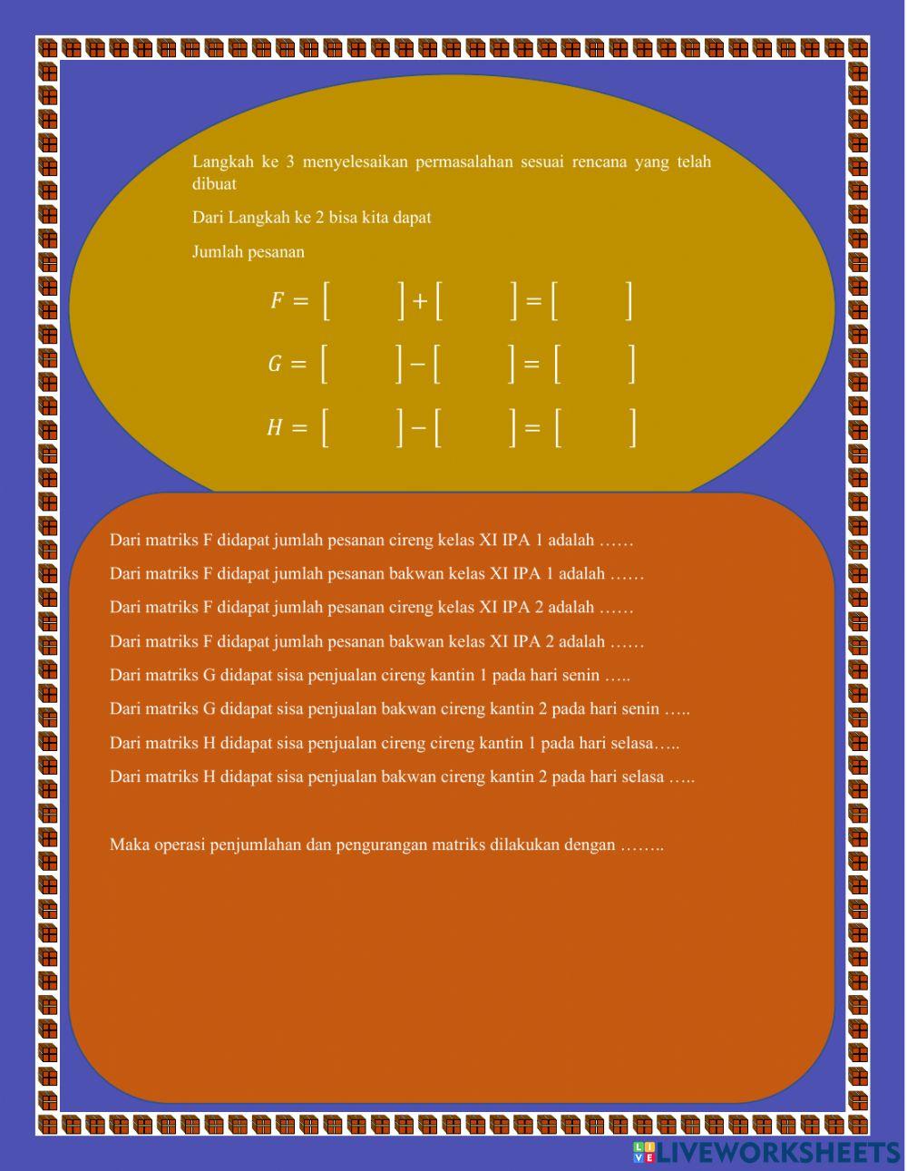 Penjumlahan dan Pengurangan Matriks
