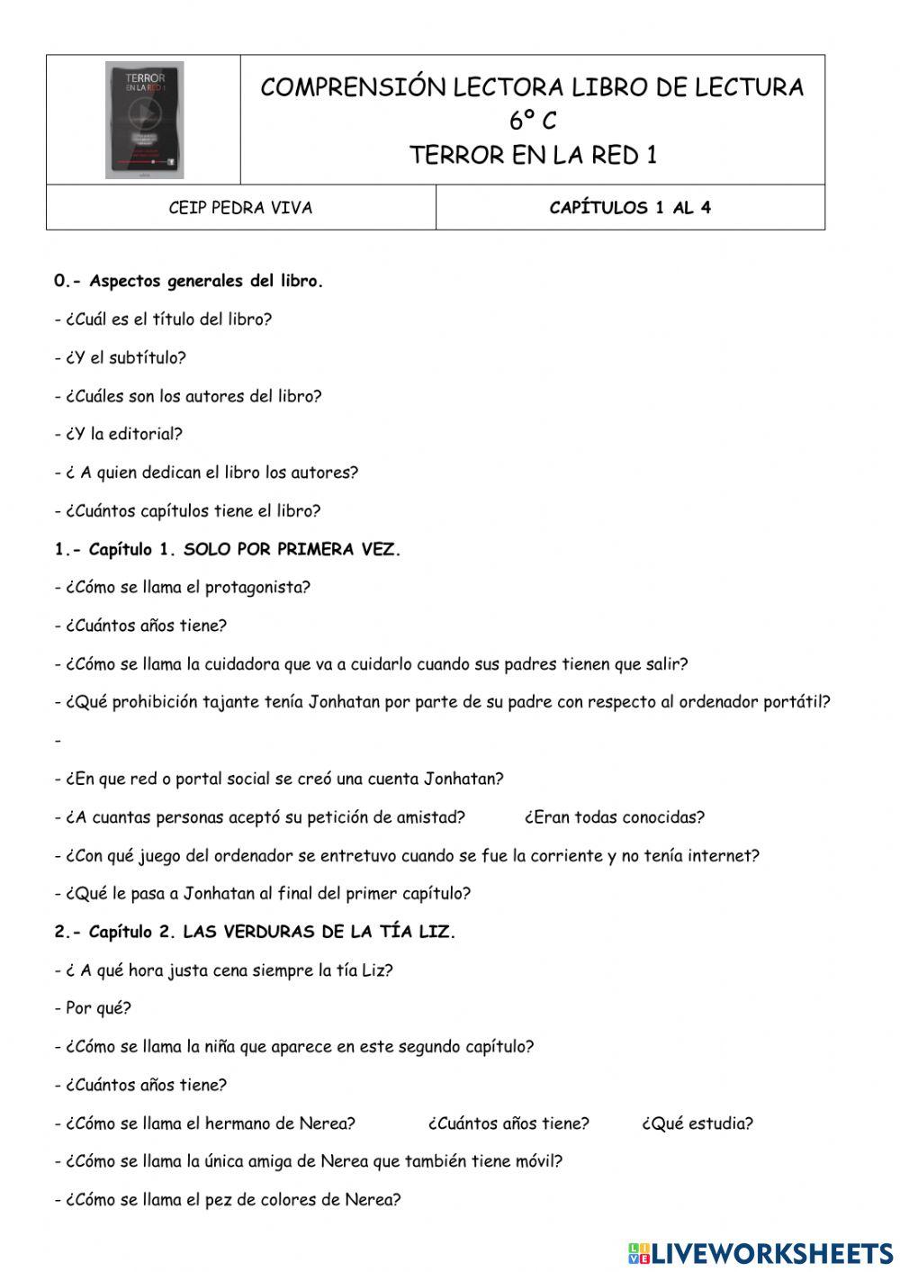 Comprensión lectora Terror en la red 1