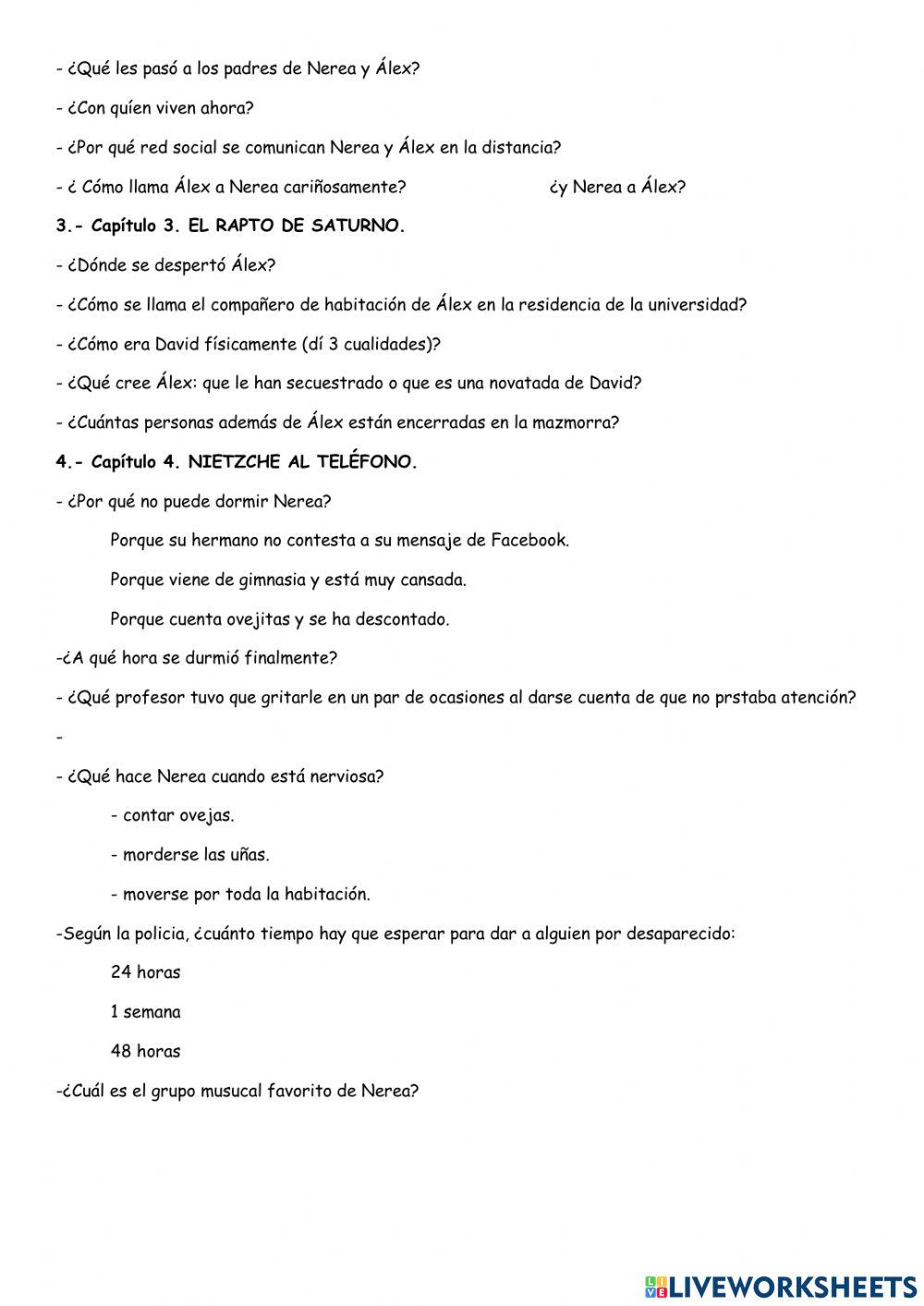 Comprensión lectora Terror en la red 1