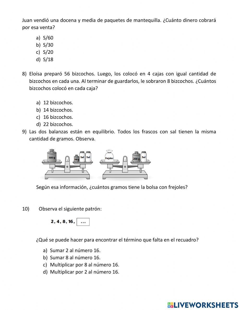 Examen de matematica