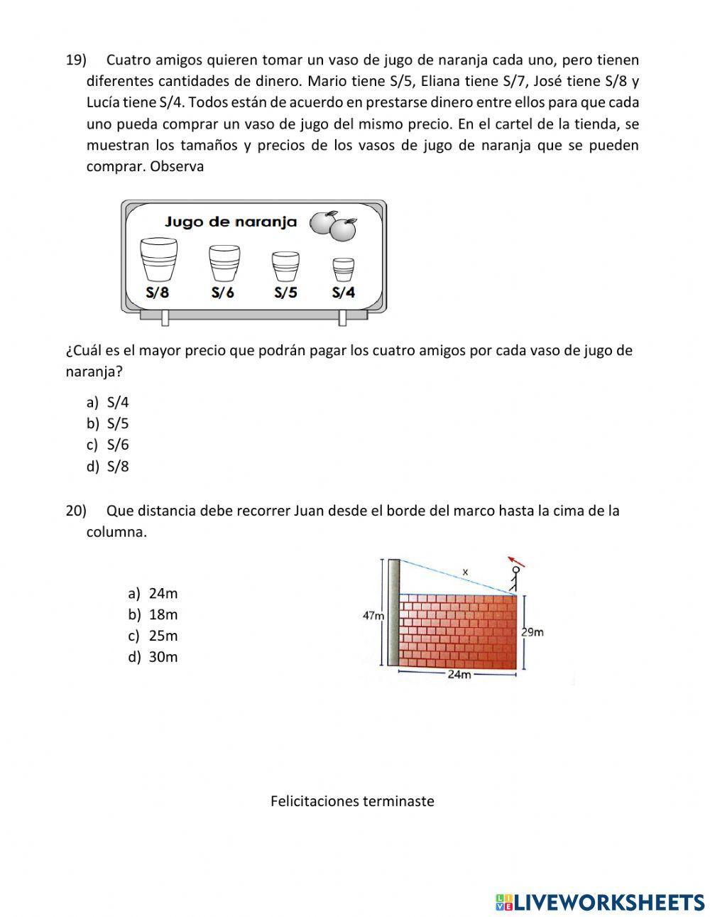 Examen de matematica