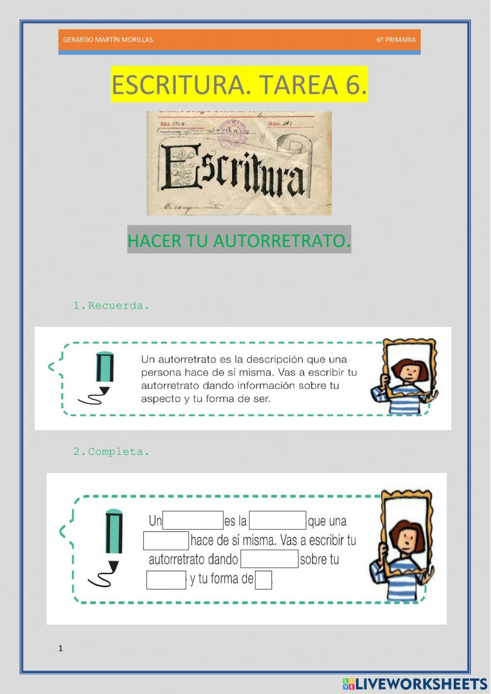 Escritura. Ficha 6. 6º. Escritura. Ficha 6. 6º.