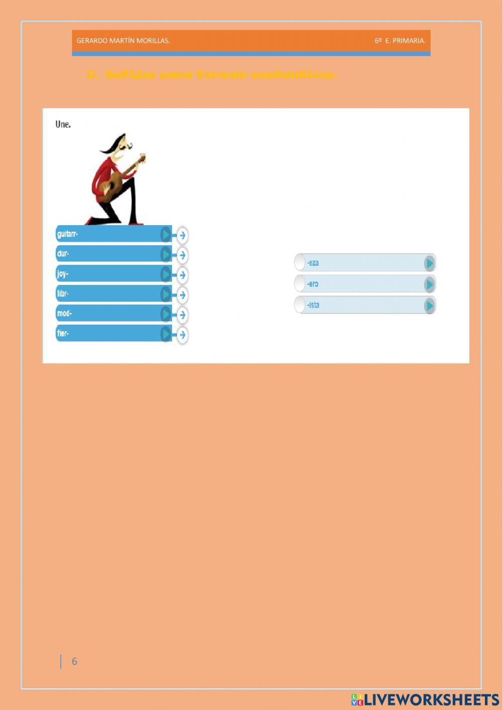 Taller de vocabulario. Ficha 3. 6º.