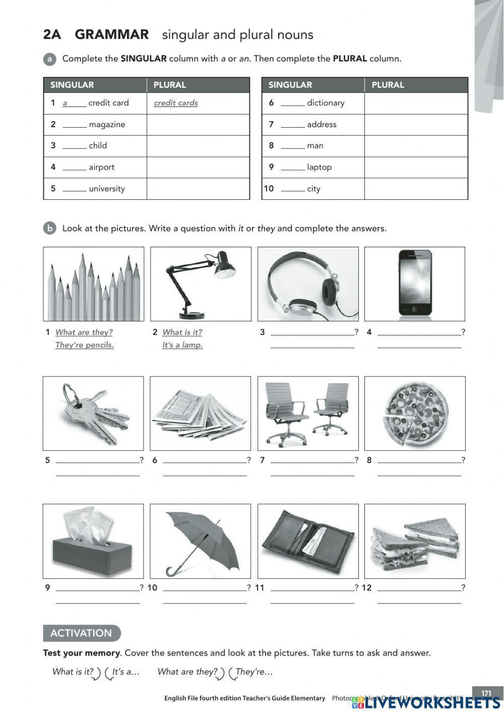 Singular and plural nouns