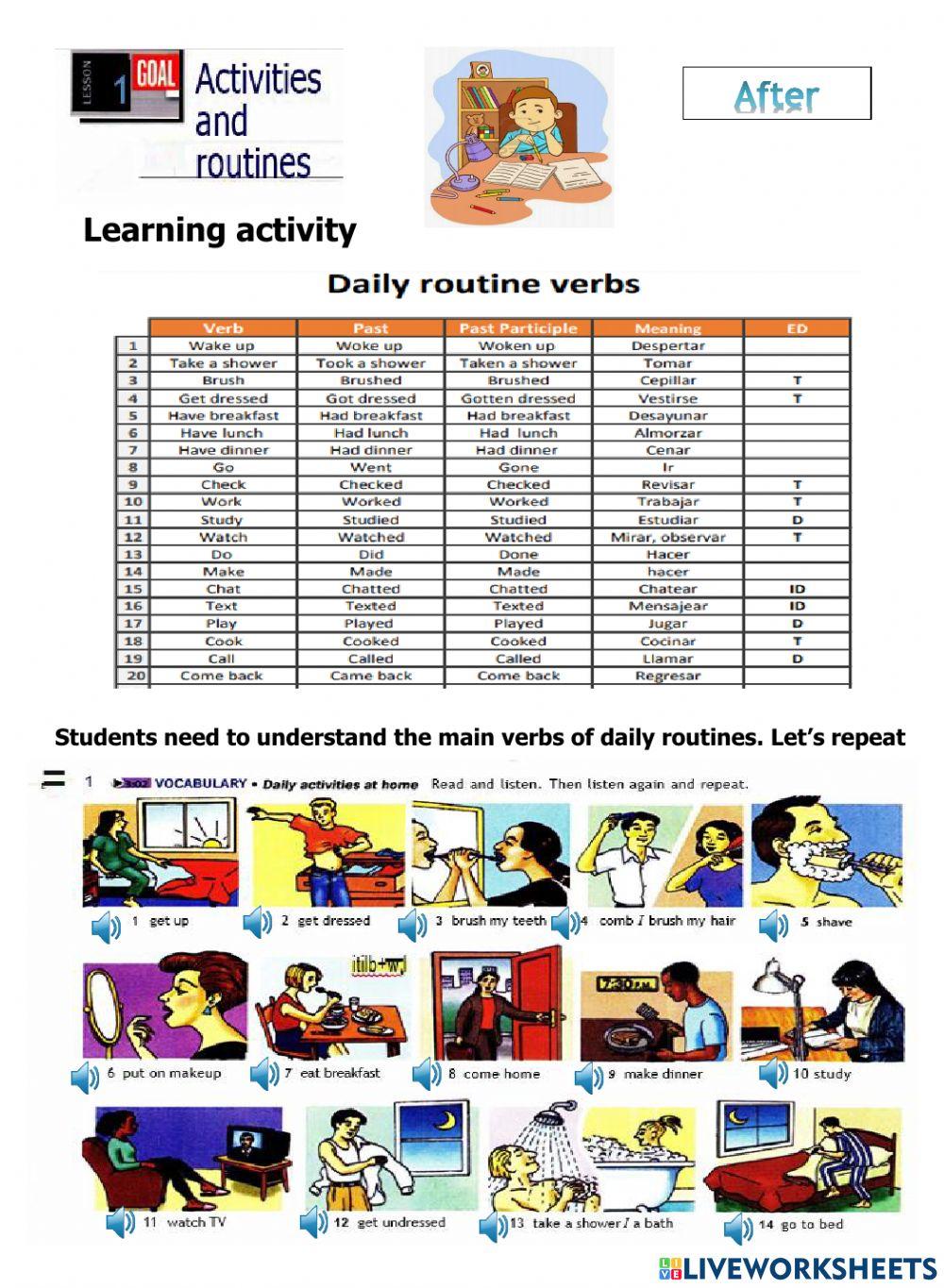 Live worksheet adaptations