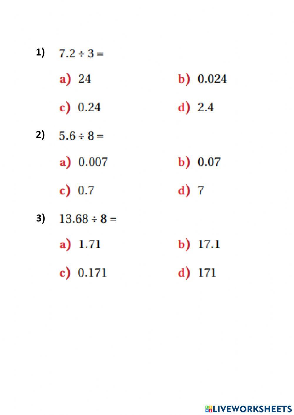 Worksheet online exercise for 6 | Live Worksheets