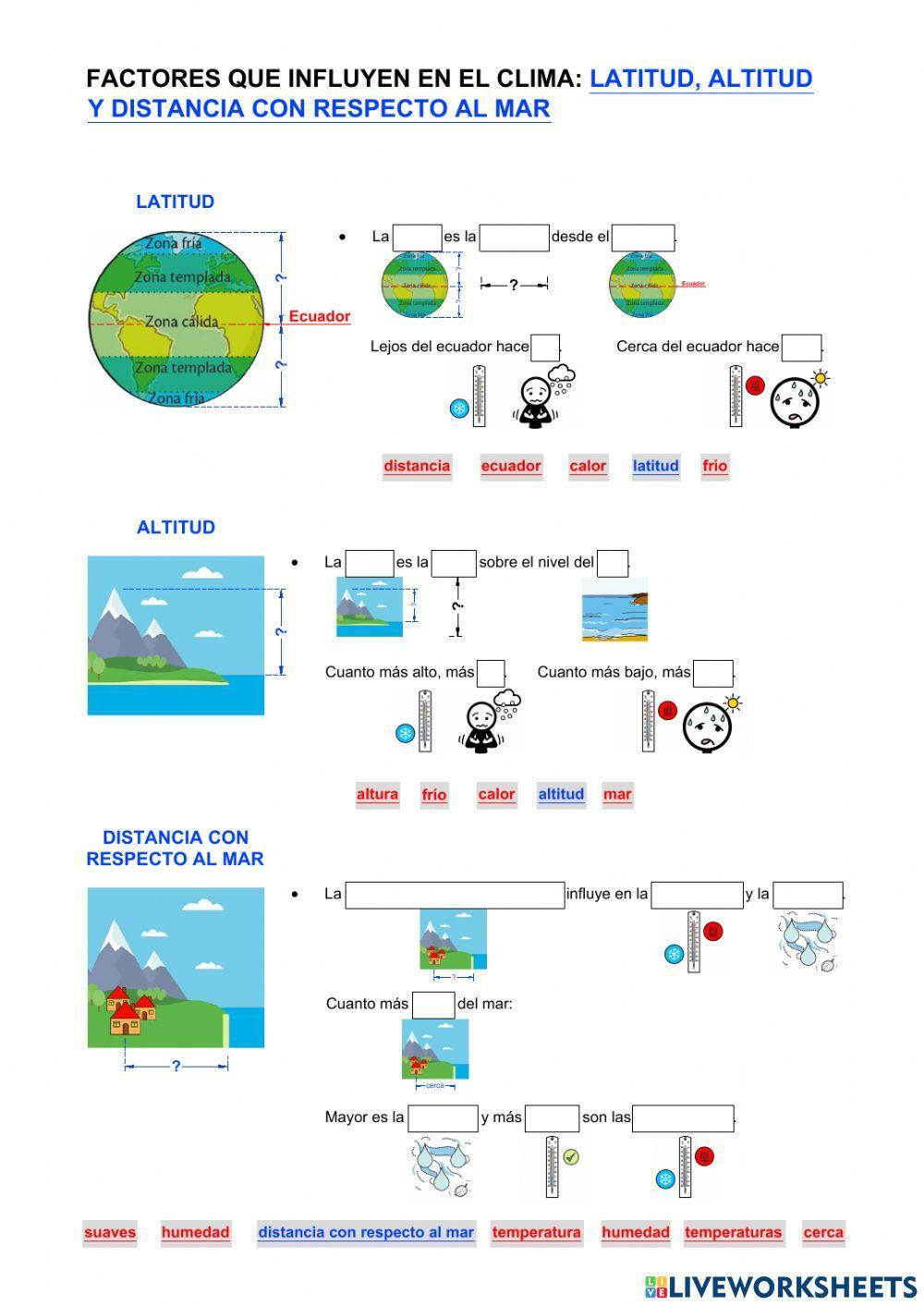 Altitud latitud y distancia con respecto al mar