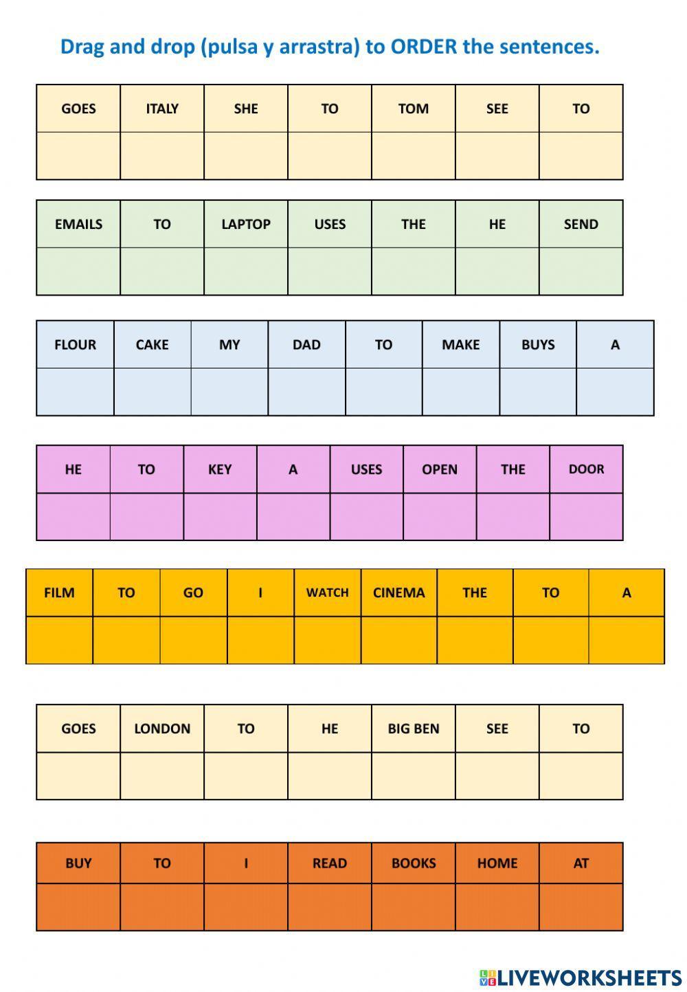 6º order the sentences