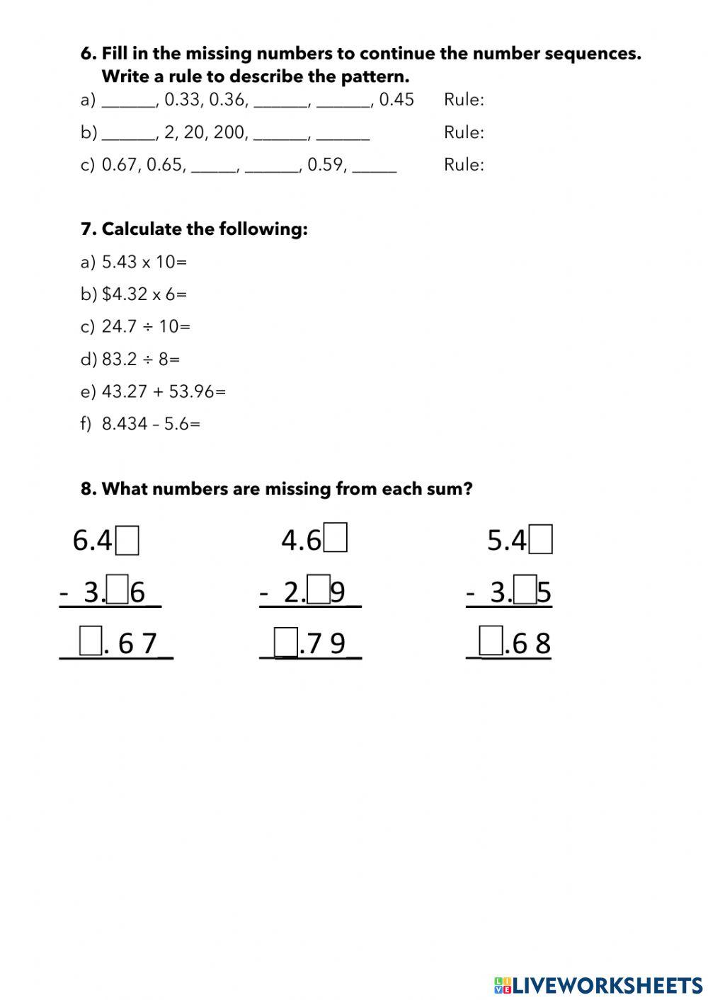 CHILL 6 Maths Review T4
