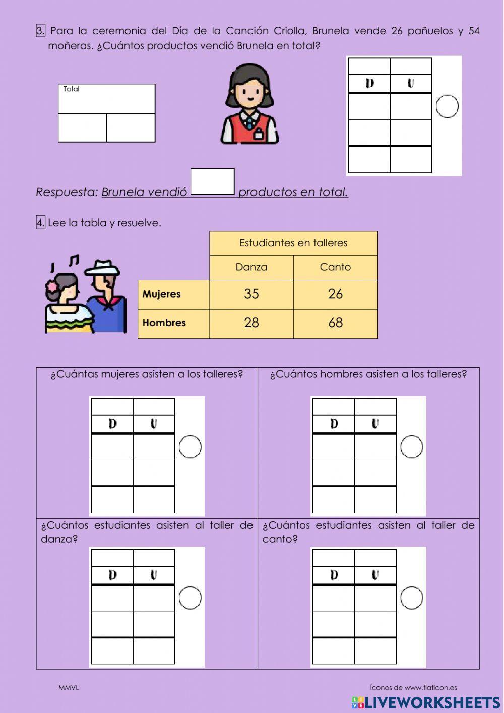 Problemas de combinación con sumas con canje o llevando